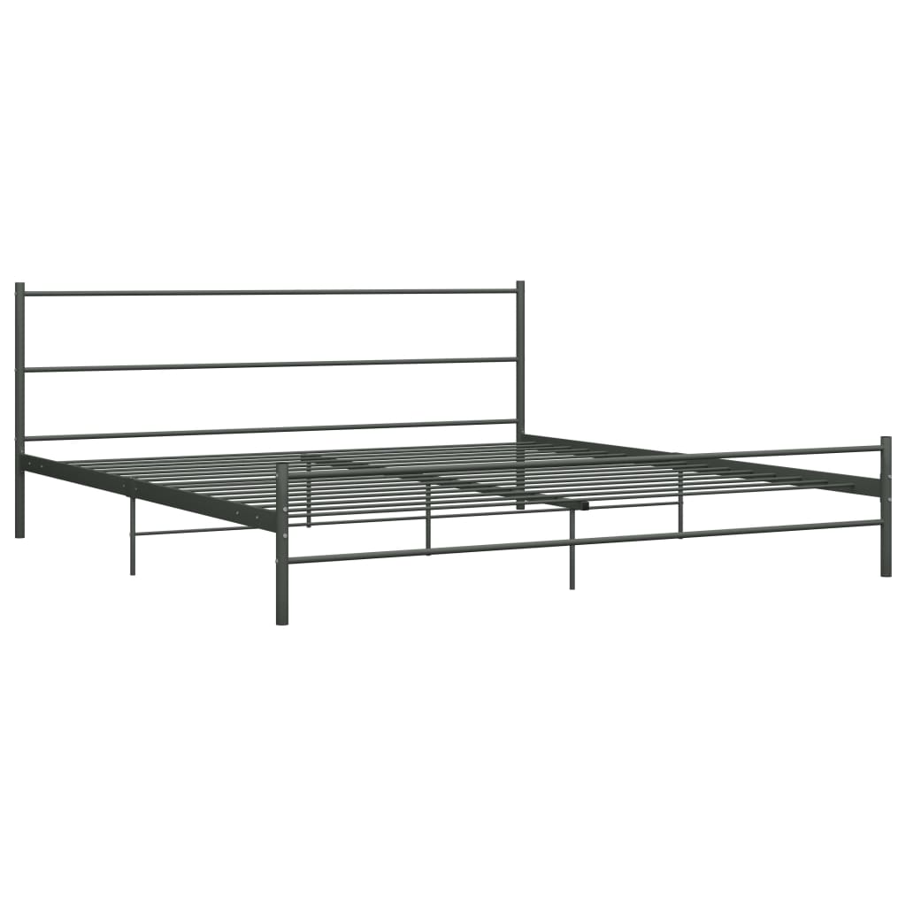 vidaXL Grey Metal Bed Frame 200x200 cm - No Mattress Included
