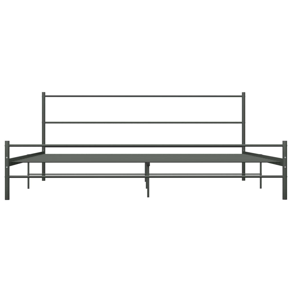 vidaXL Grey Metal Bed Frame 200x200 cm - No Mattress Included