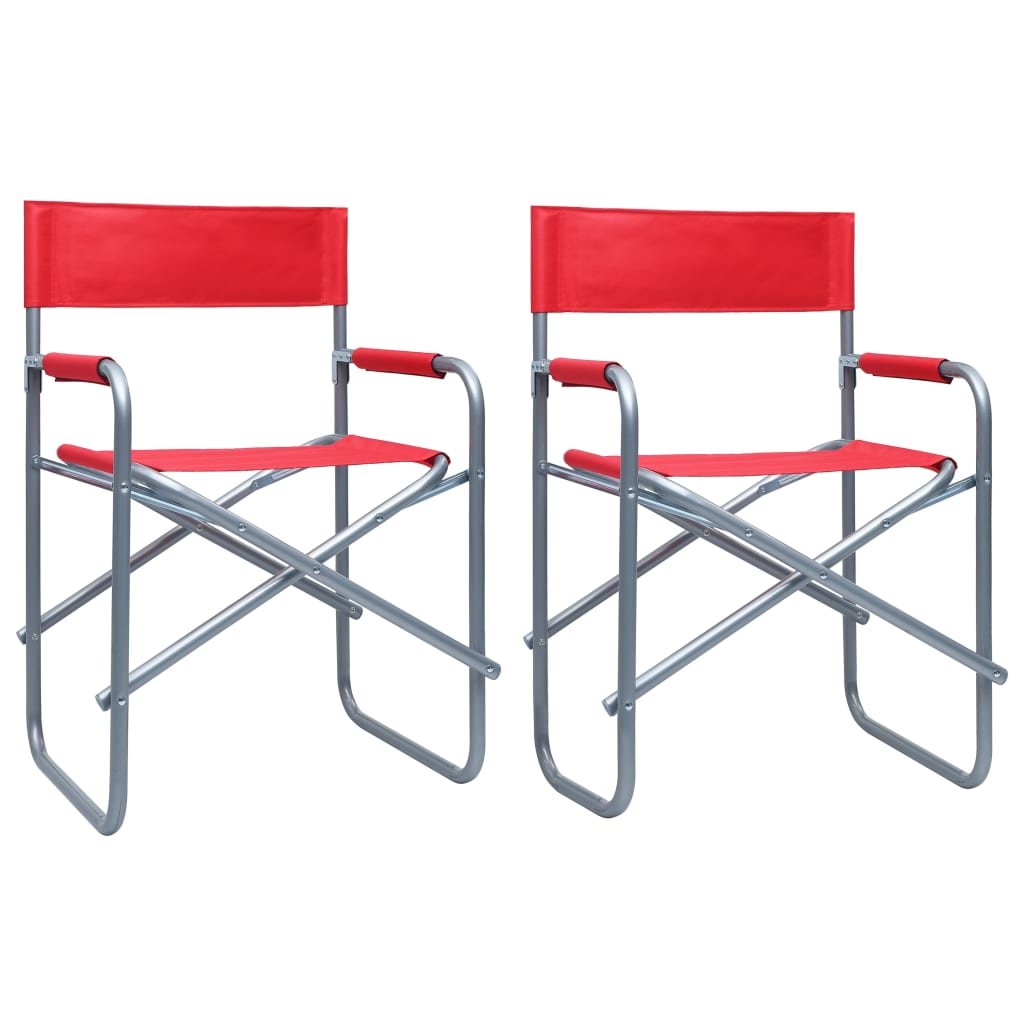 Red Steel Director's Chairs Set of 2 - Stylish & Durable Seating