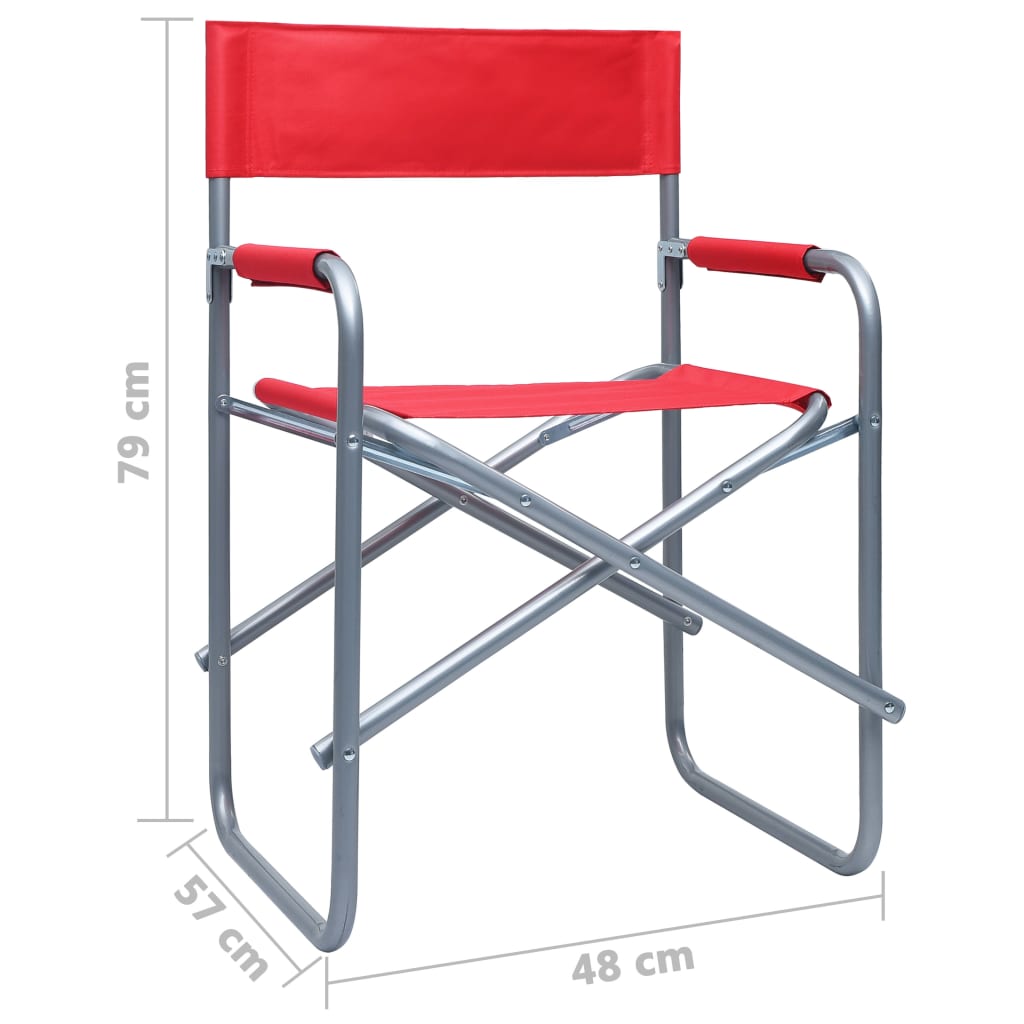 Red Steel Director's Chairs Set of 2 - Stylish & Durable Seating