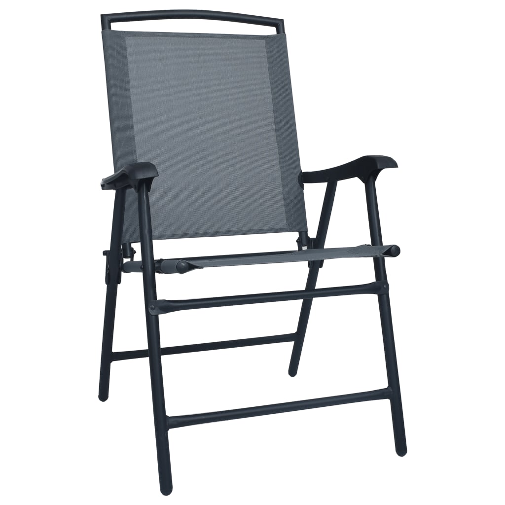 Stylish Texilene Grey Folding Garden Chairs - Set of 2