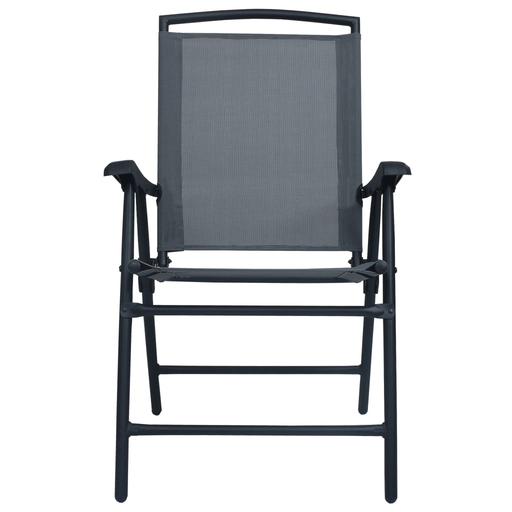Stylish Texilene Grey Folding Garden Chairs - Set of 2