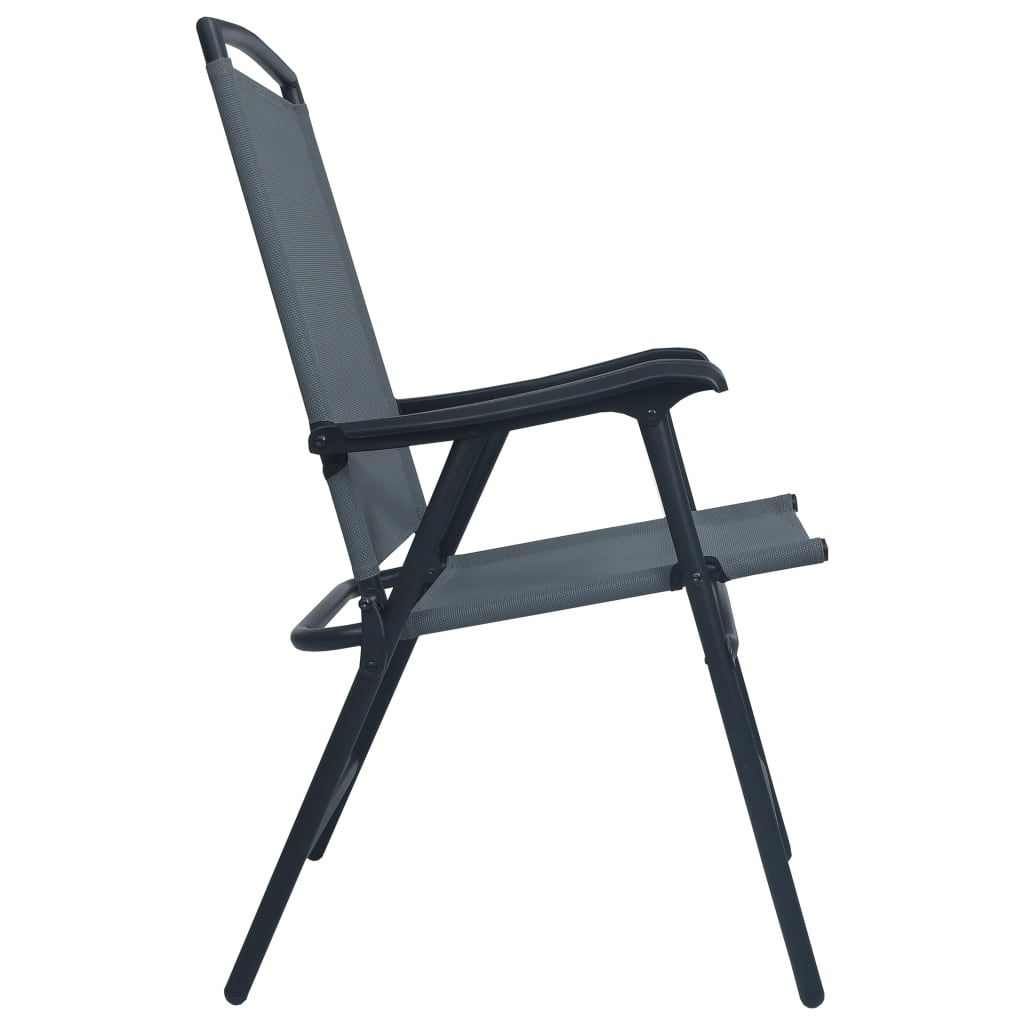 Stylish Texilene Grey Folding Garden Chairs - Set of 2