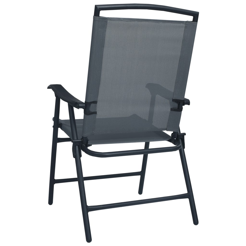 Stylish Texilene Grey Folding Garden Chairs - Set of 2