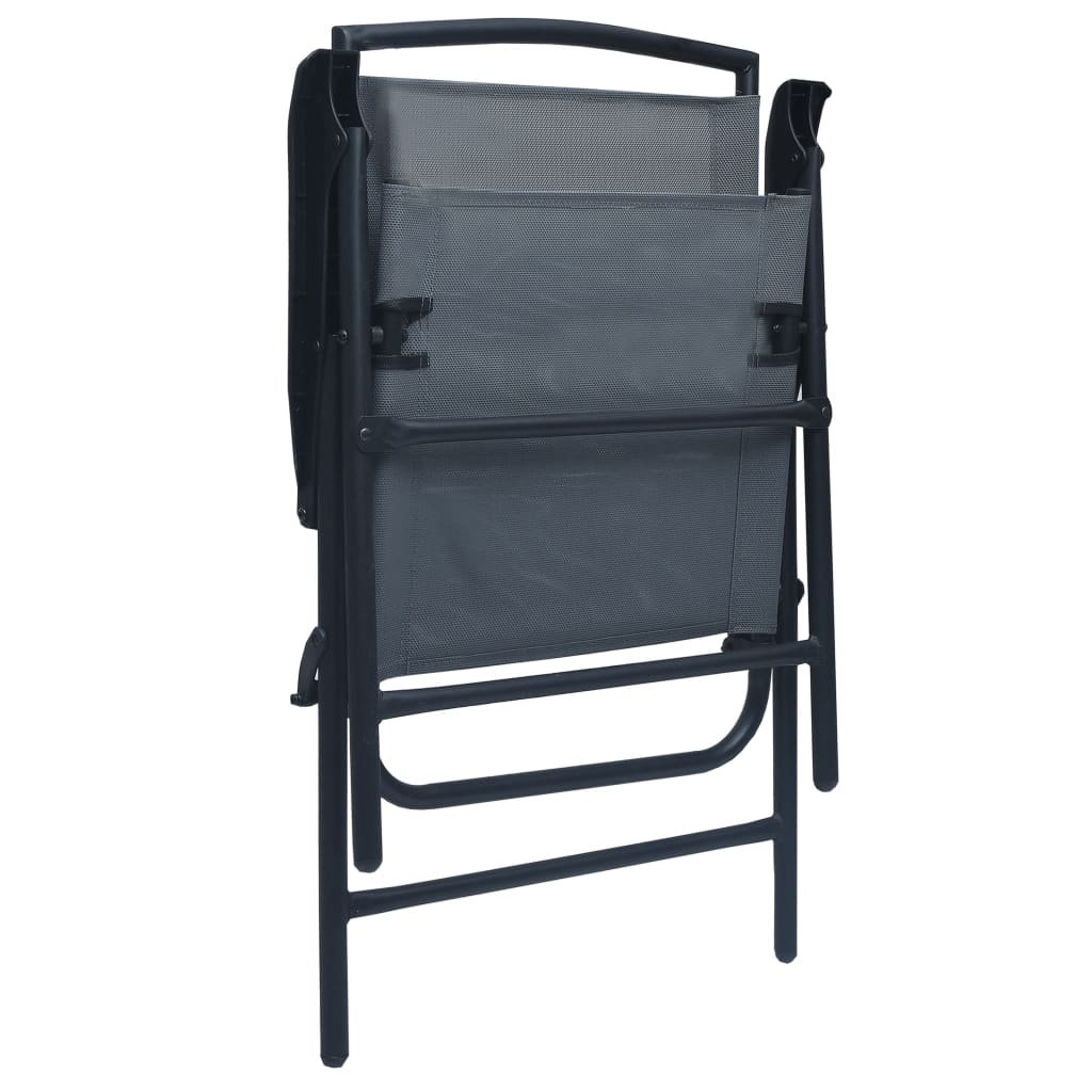 Stylish Texilene Grey Folding Garden Chairs - Set of 2