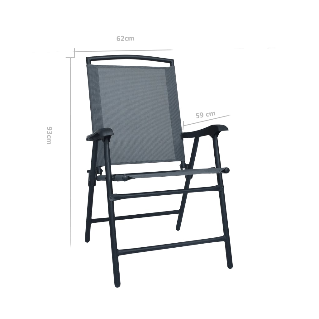 Stylish Texilene Grey Folding Garden Chairs - Set of 2