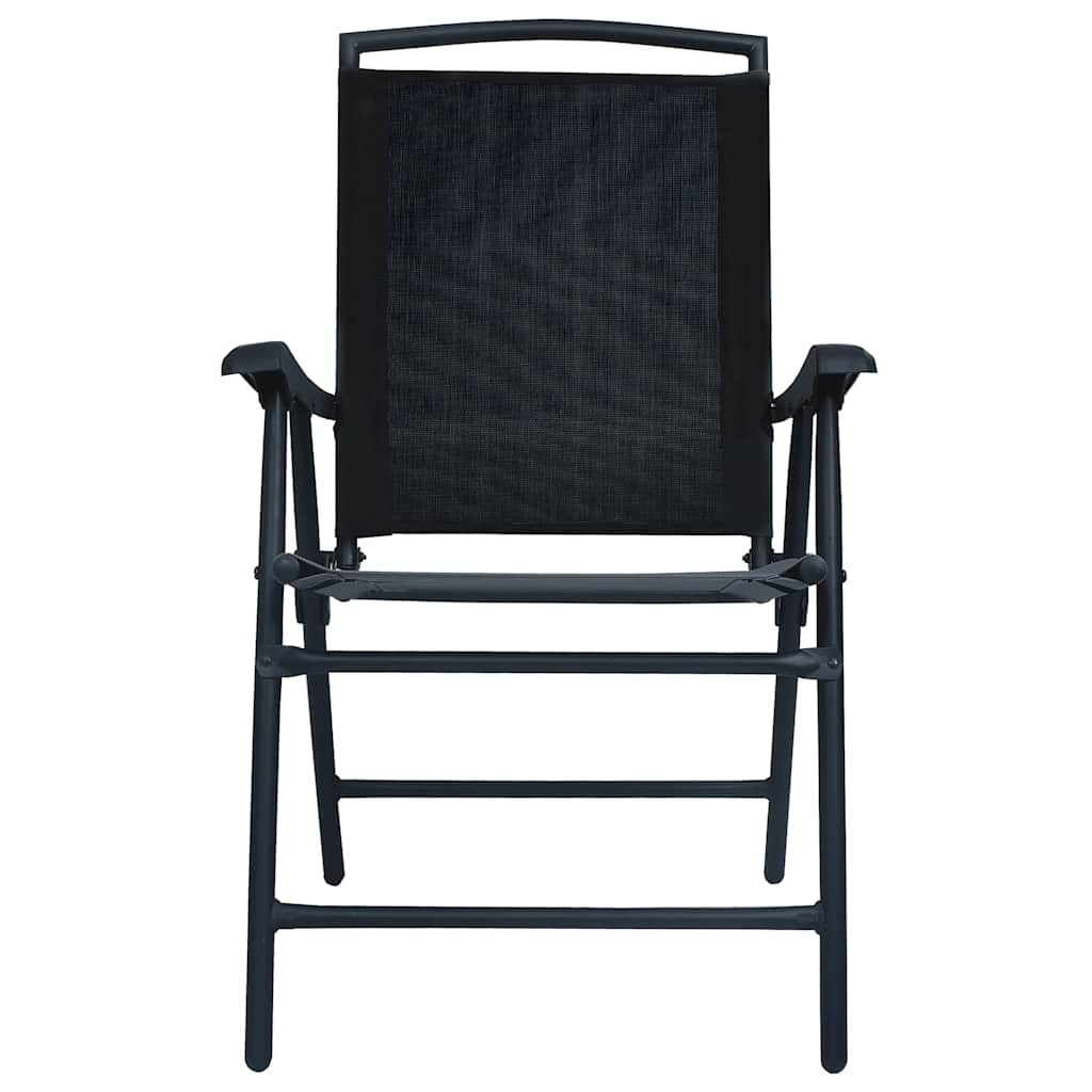 Set of 2 Black Folding Garden Chairs - Stylish Texilene Design