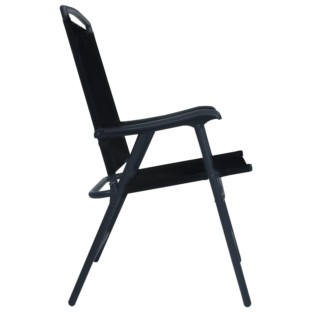 Set of 2 Black Folding Garden Chairs - Stylish Texilene Design