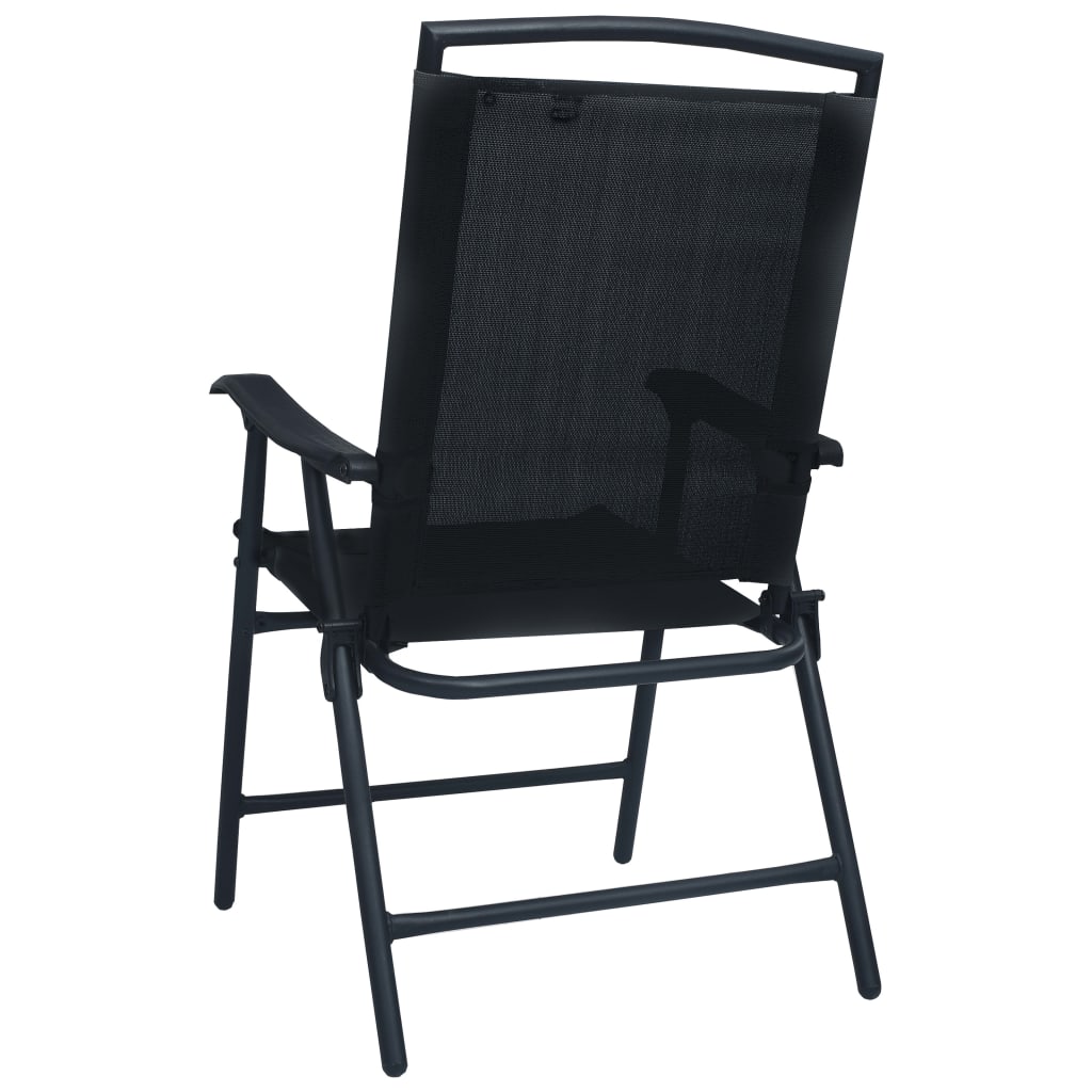 Set of 2 Black Folding Garden Chairs - Stylish Texilene Design