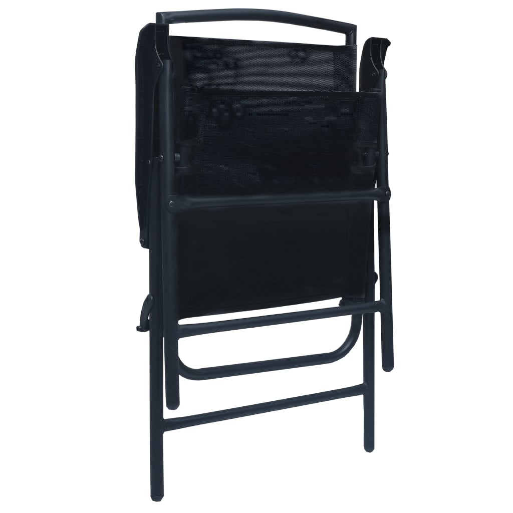 Set of 2 Black Folding Garden Chairs - Stylish Texilene Design