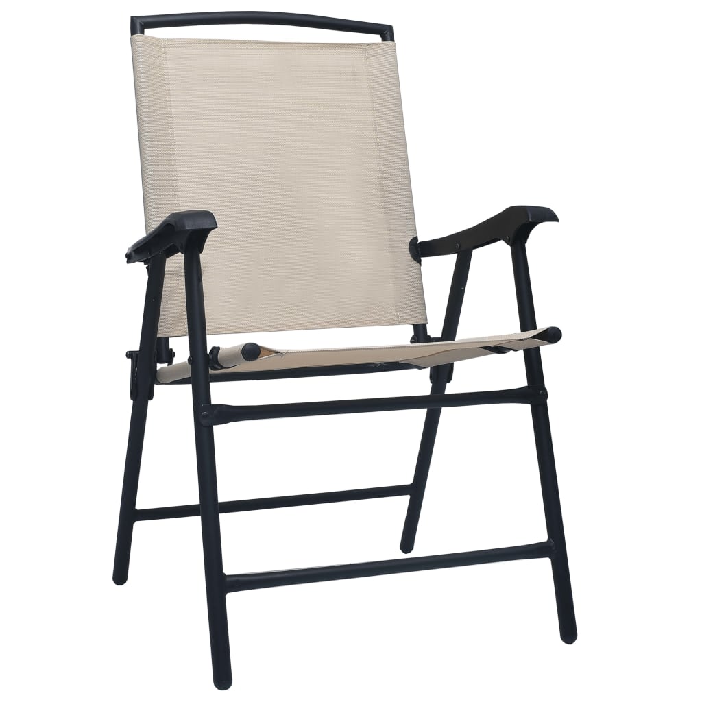 Cream Texilene Folding Garden Chairs, Set of 2 - Durable & Stylish