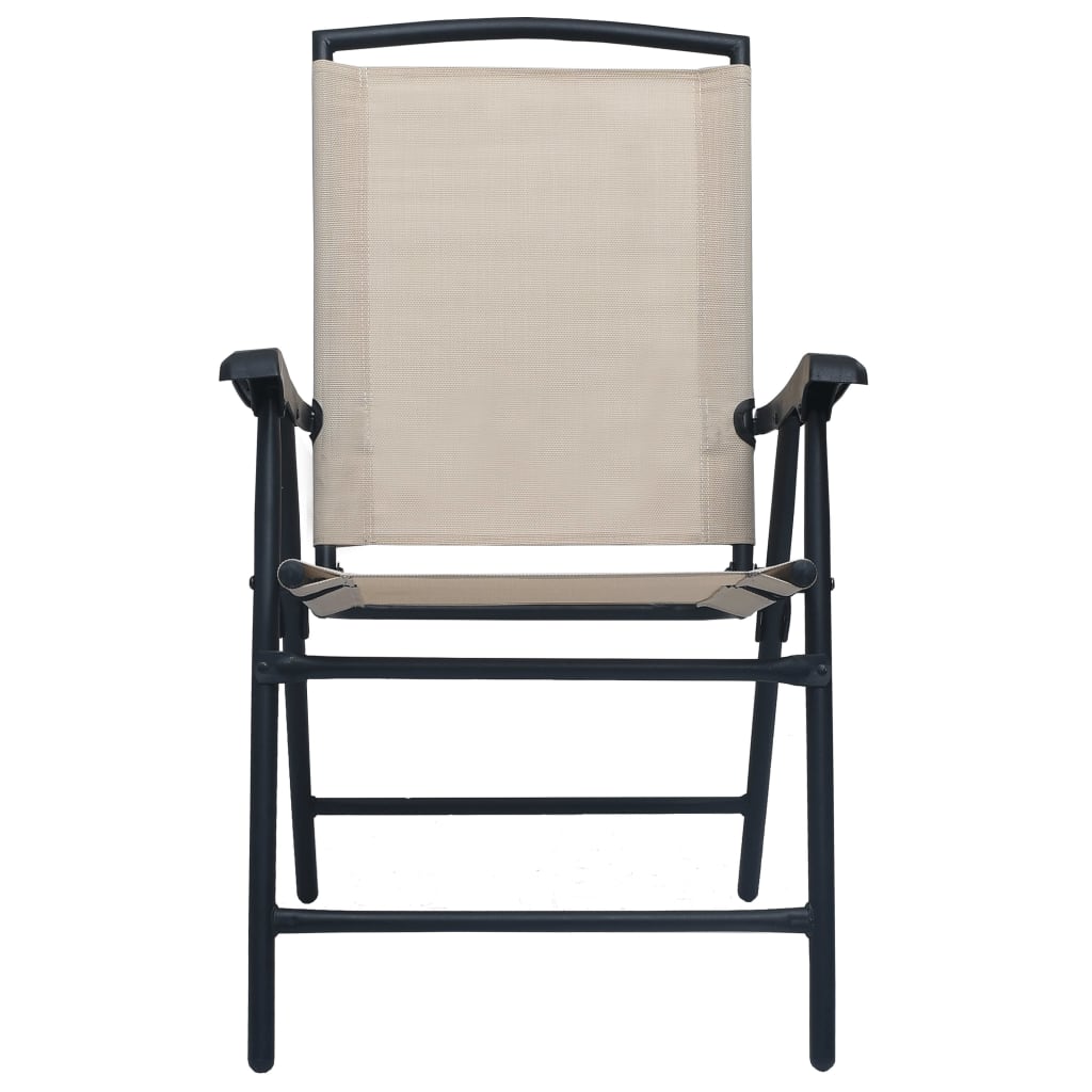 Cream Texilene Folding Garden Chairs, Set of 2 - Durable & Stylish