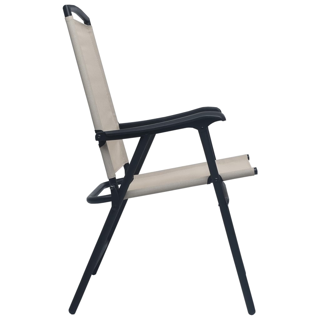 Cream Texilene Folding Garden Chairs, Set of 2 - Durable & Stylish
