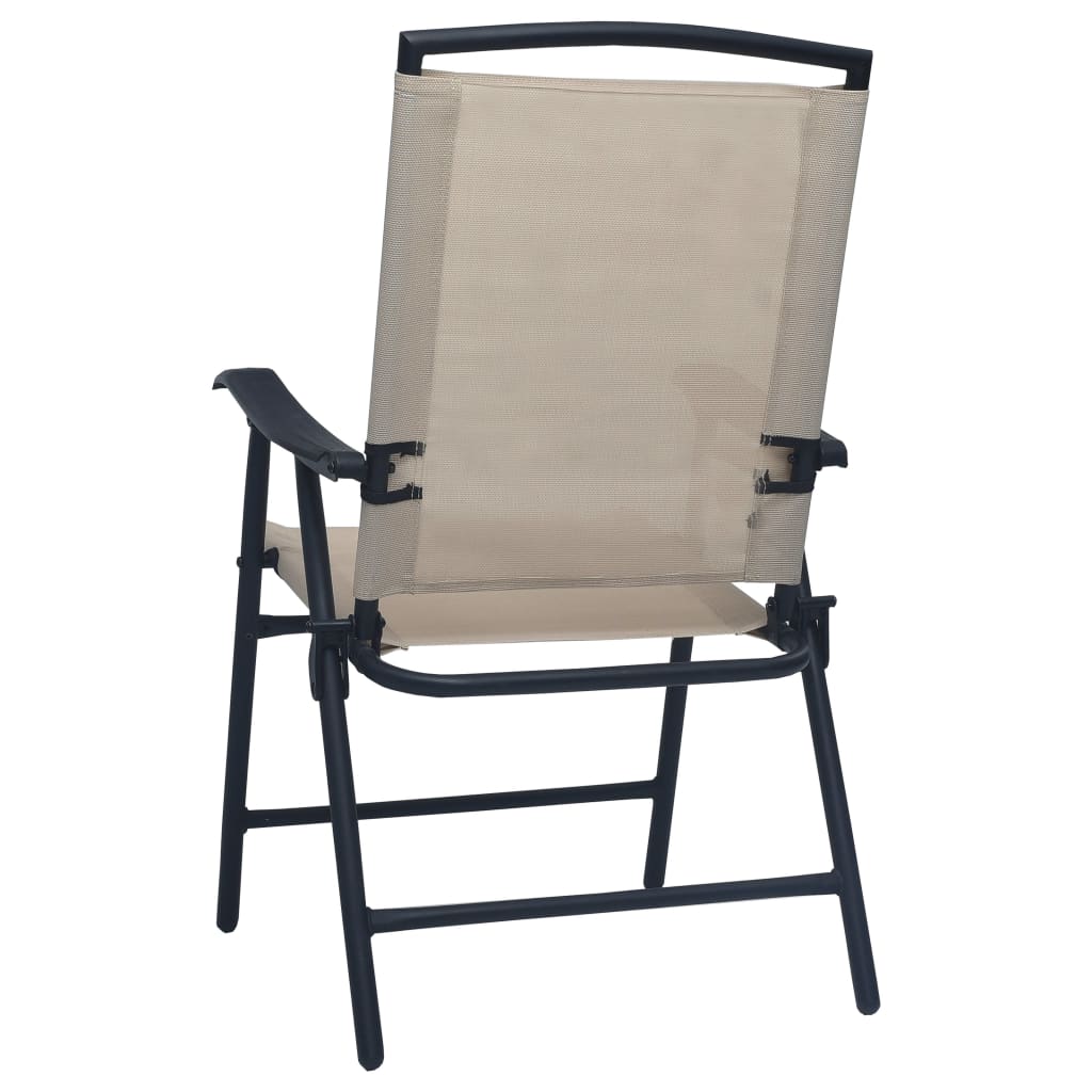 Cream Texilene Folding Garden Chairs, Set of 2 - Durable & Stylish
