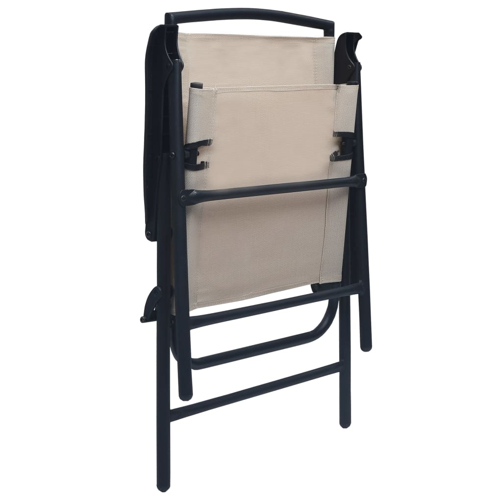 Cream Texilene Folding Garden Chairs, Set of 2 - Durable & Stylish