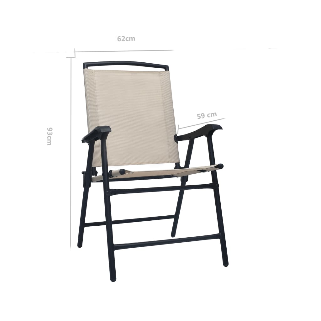 Cream Texilene Folding Garden Chairs, Set of 2 - Durable & Stylish