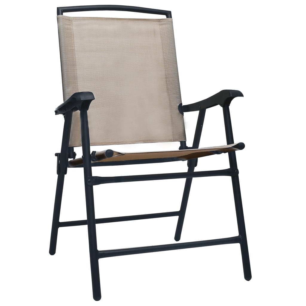 Taupe Texilene Folding Garden Chairs, Set of 2 - Durable & Stylish