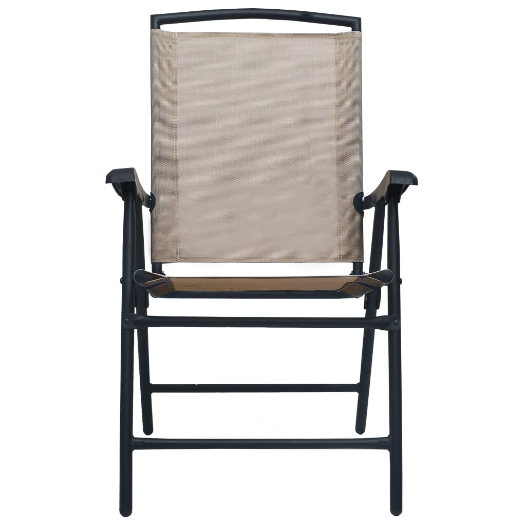 Taupe Texilene Folding Garden Chairs, Set of 2 - Durable & Stylish