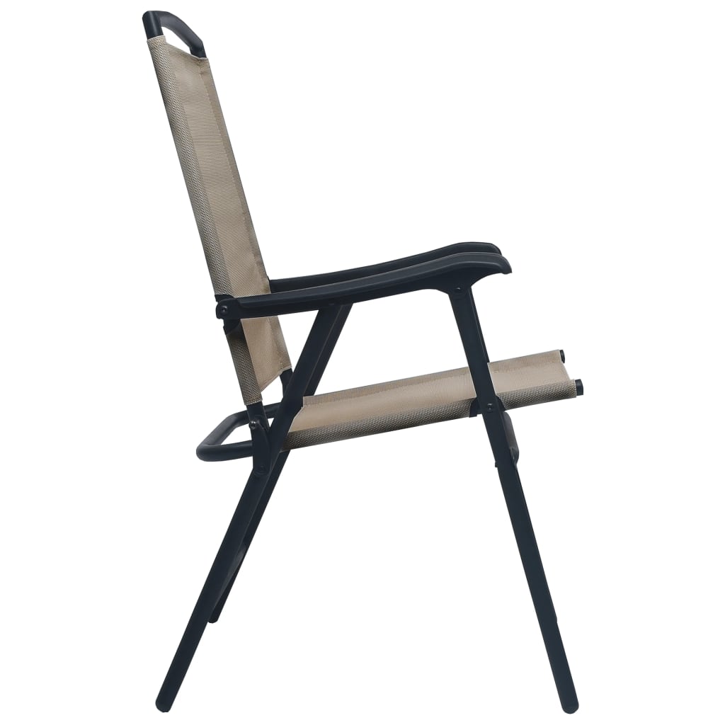 Taupe Texilene Folding Garden Chairs, Set of 2 - Durable & Stylish