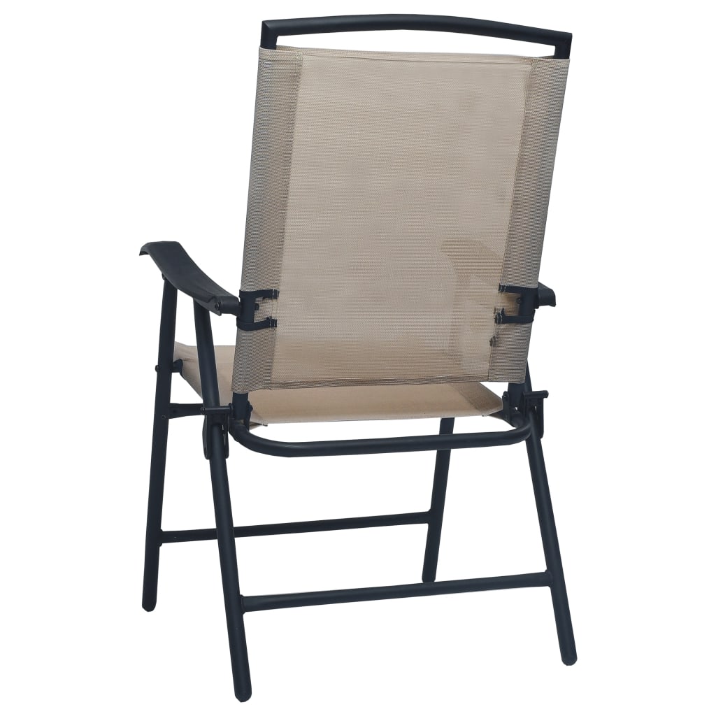 Taupe Texilene Folding Garden Chairs, Set of 2 - Durable & Stylish