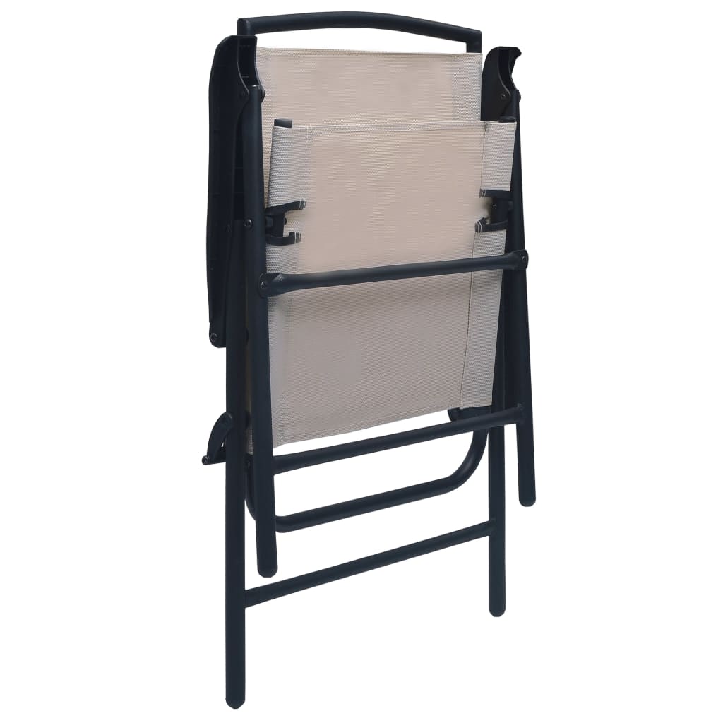 Taupe Texilene Folding Garden Chairs, Set of 2 - Durable & Stylish