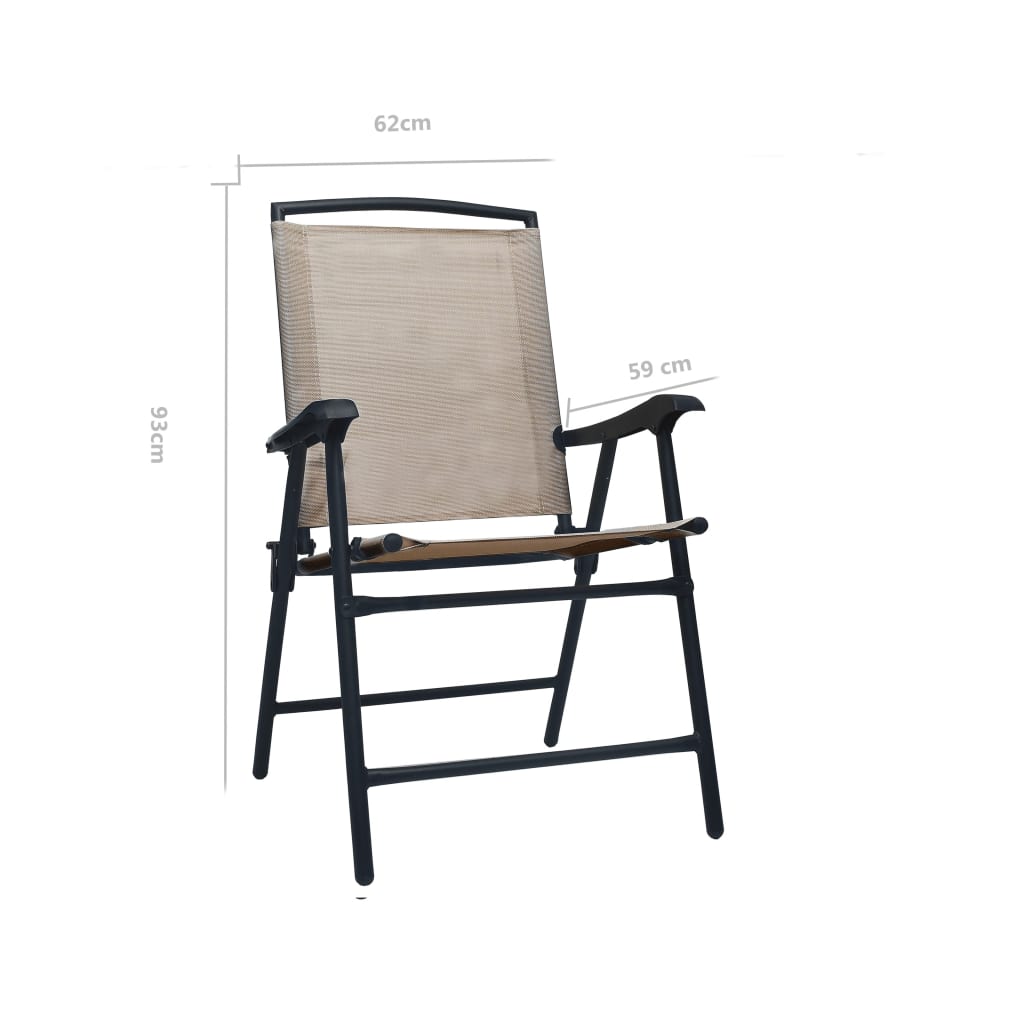 Taupe Texilene Folding Garden Chairs, Set of 2 - Durable & Stylish