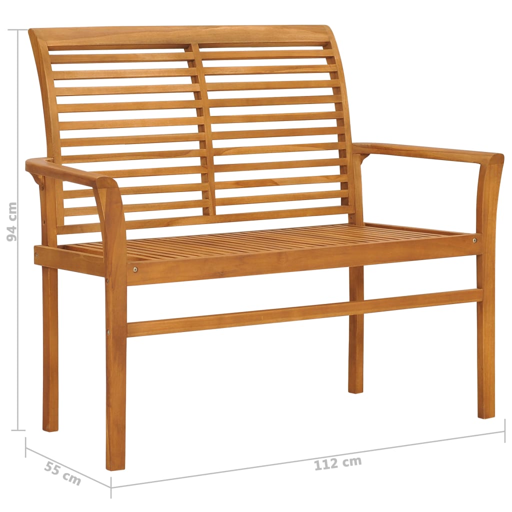 Solid Teak Wood Garden Bench - 112 cm, Durable & Stylish Seating