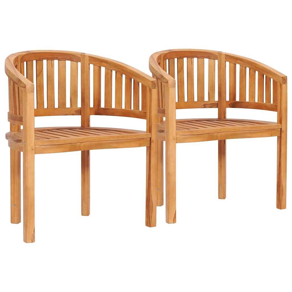 Solid Teak Wood Banana Chairs Set of 2 - Durable & Stylish