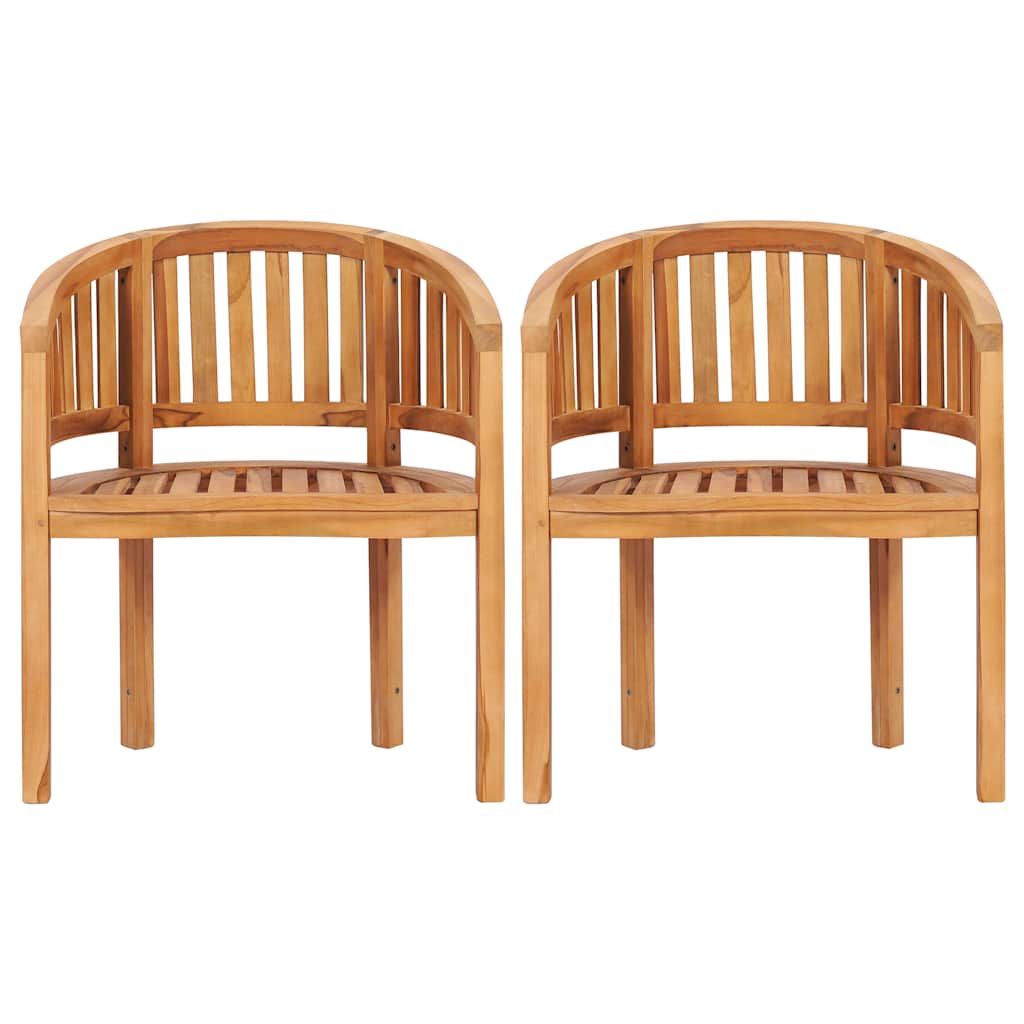 Solid Teak Wood Banana Chairs Set of 2 - Durable & Stylish