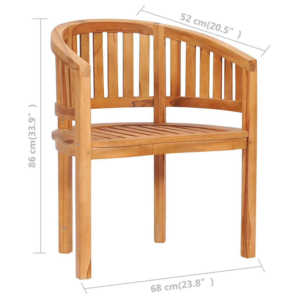 Solid Teak Wood Banana Chairs Set of 2 - Durable & Stylish