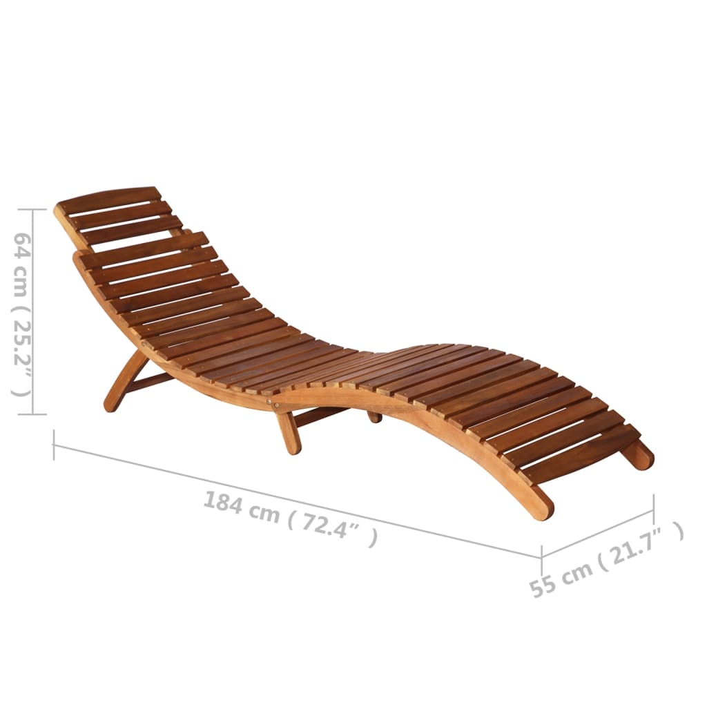 Solid Acacia Wood Brown Sunlounger with Table - Stylish & Durable