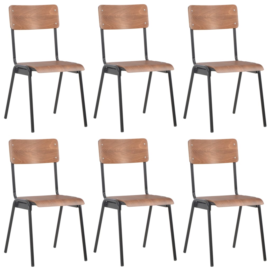 Dining Chairs 6 pcs Brown Plywood