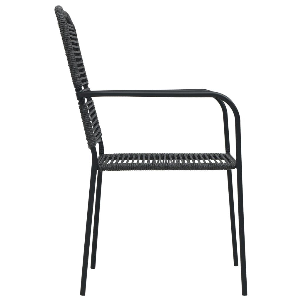 Stylish Black Garden Chairs Set of 2: Cotton Rope & Steel Design