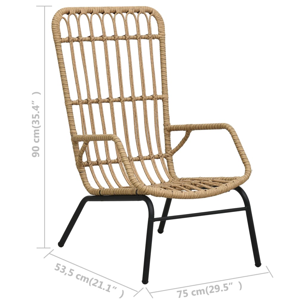 Light Brown Poly Rattan Garden Chair - Stylish & Durable Seating