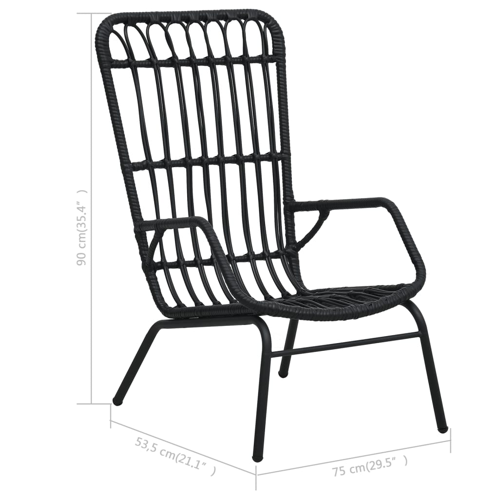 Elegant Black Poly Rattan Garden Chair - Stylish Outdoor Seating