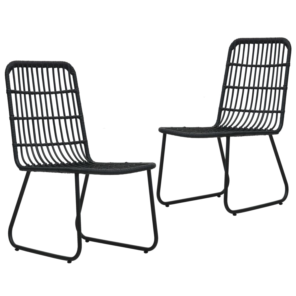 Sleek Black 2-Piece Poly Rattan Garden Chairs Set