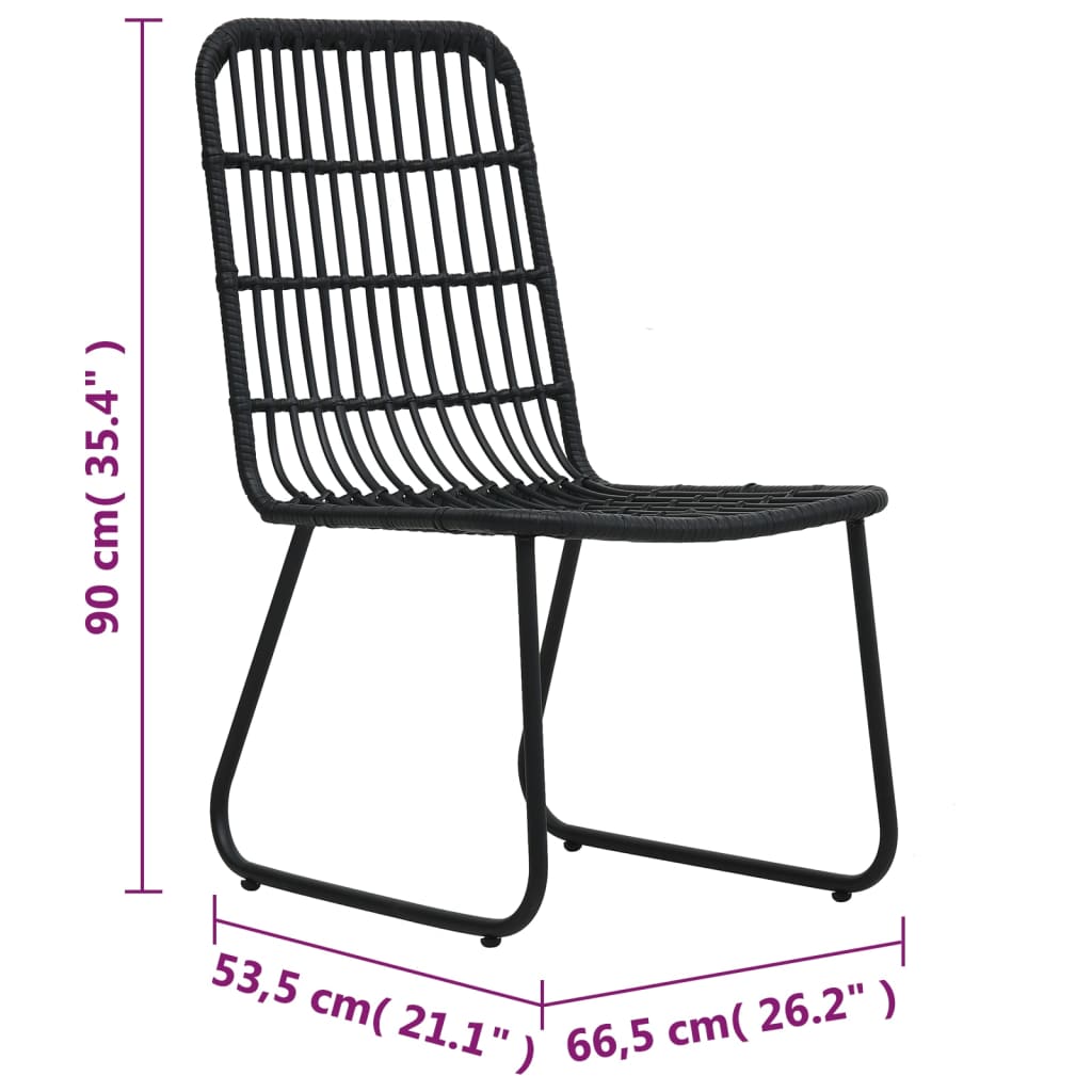 Sleek Black 2-Piece Poly Rattan Garden Chairs Set