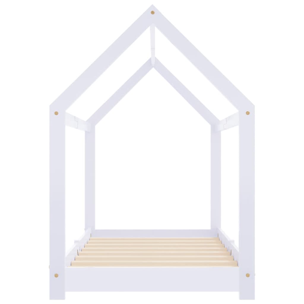 White Solid Pine Wood Kids Bed Frame - 80x160 cm