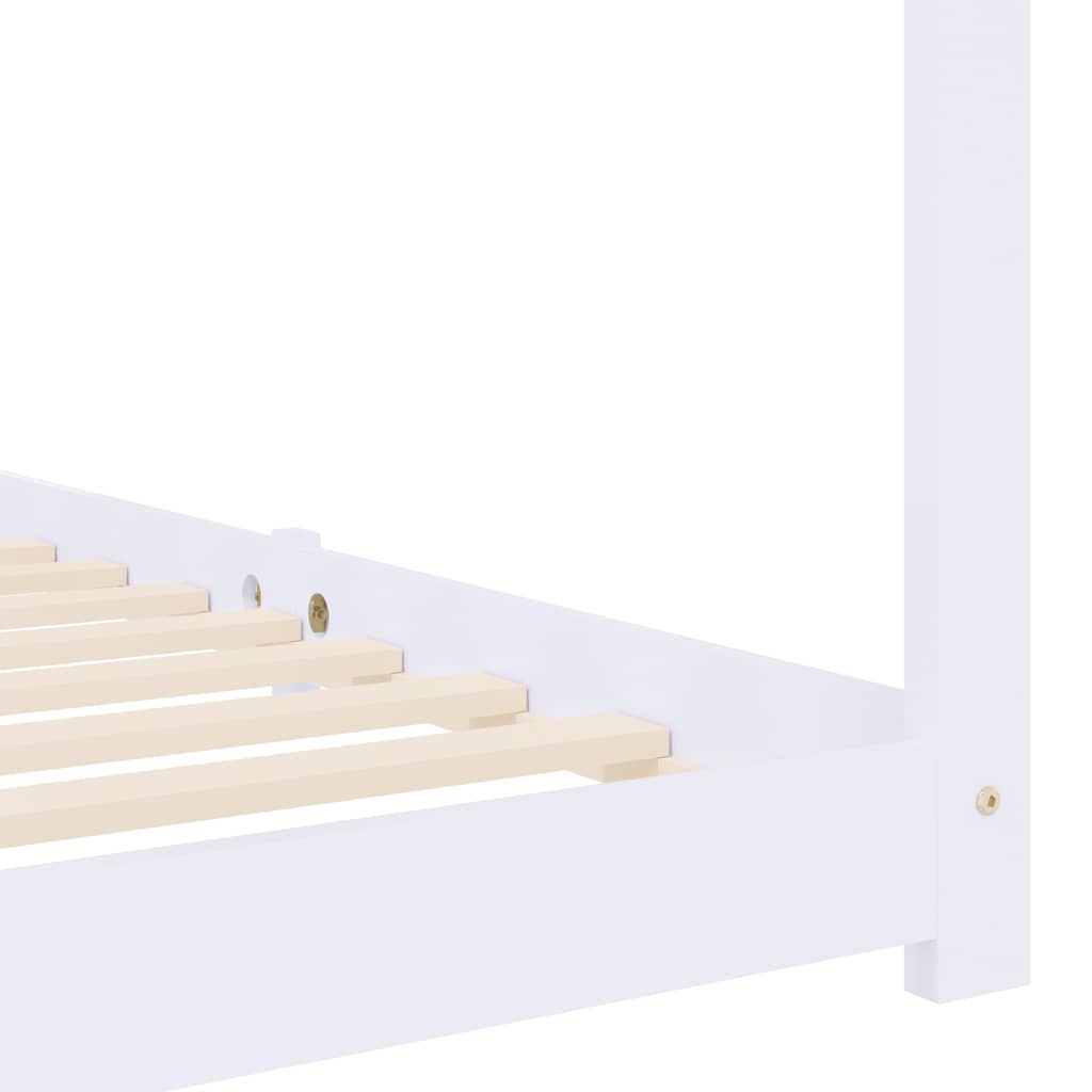 White Solid Pine Wood Kids Bed Frame - 80x160 cm