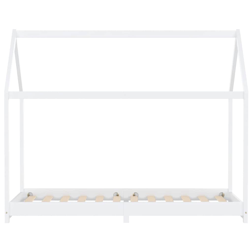White Solid Pine Wood Kids Bed Frame - 90x200 cm