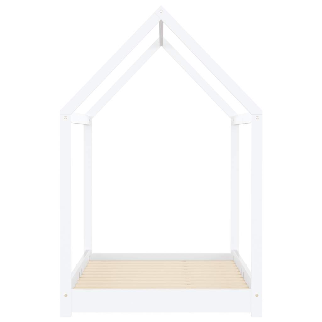 White Solid Pine Wood Kids Bed Frame - 90x200 cm
