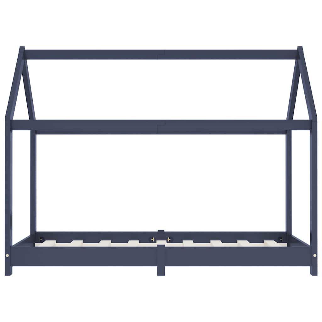 Solid Pine Wood Kids Bed Frame - Grey 70x140 cm
