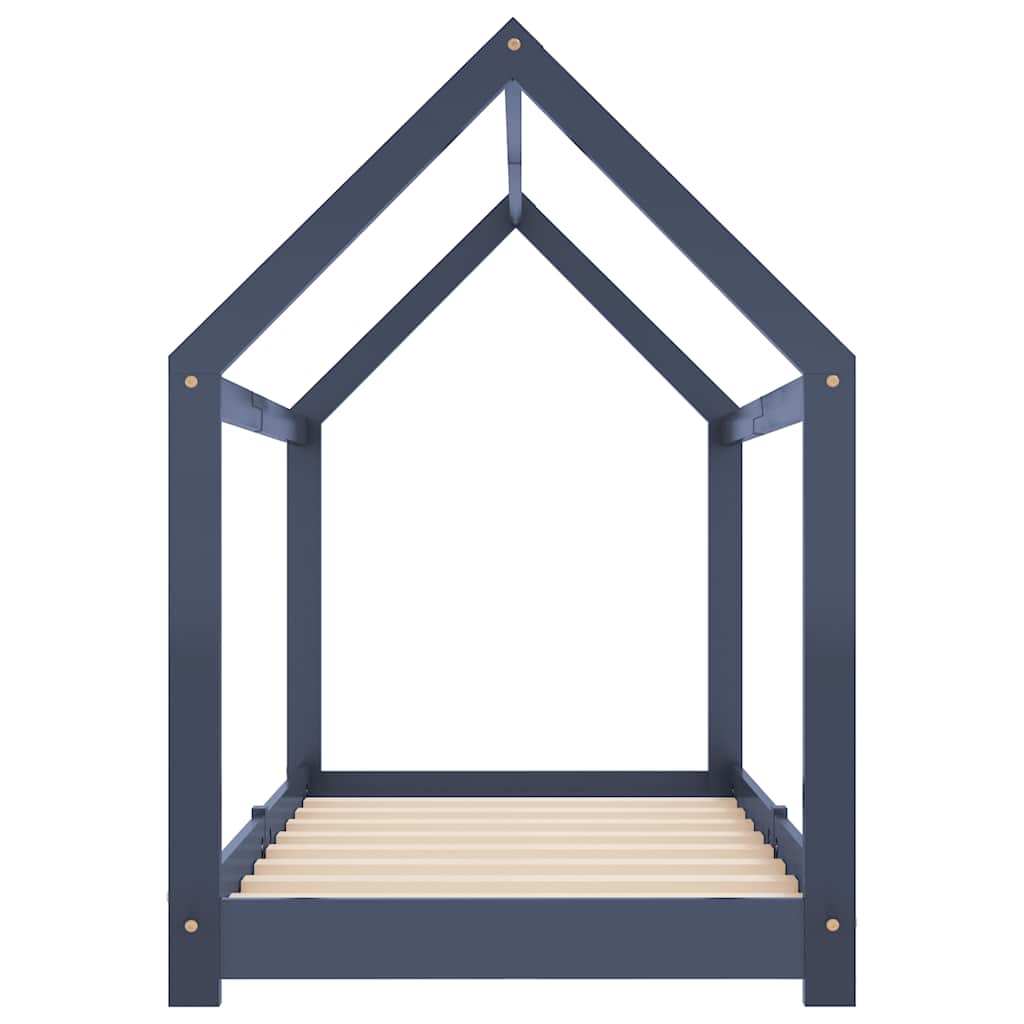 Solid Pine Wood Kids Bed Frame - Grey 70x140 cm