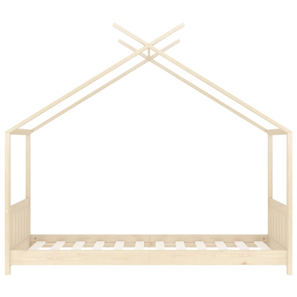 Solid Pine Wood Kids Bed Frame - 70x140 cm, Natural Finish