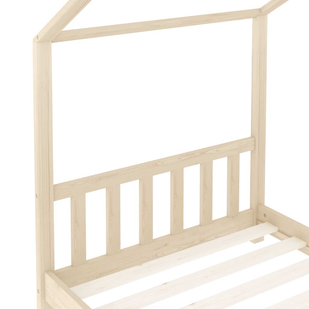 Solid Pine Wood Kids Bed Frame - 70x140 cm, Natural Finish