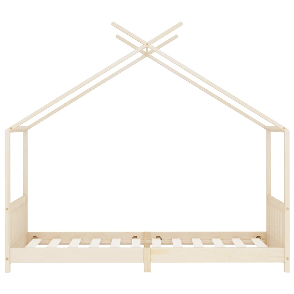 Solid Pine Wood Kids Bed Frame 90x200 cm - Natural Finish