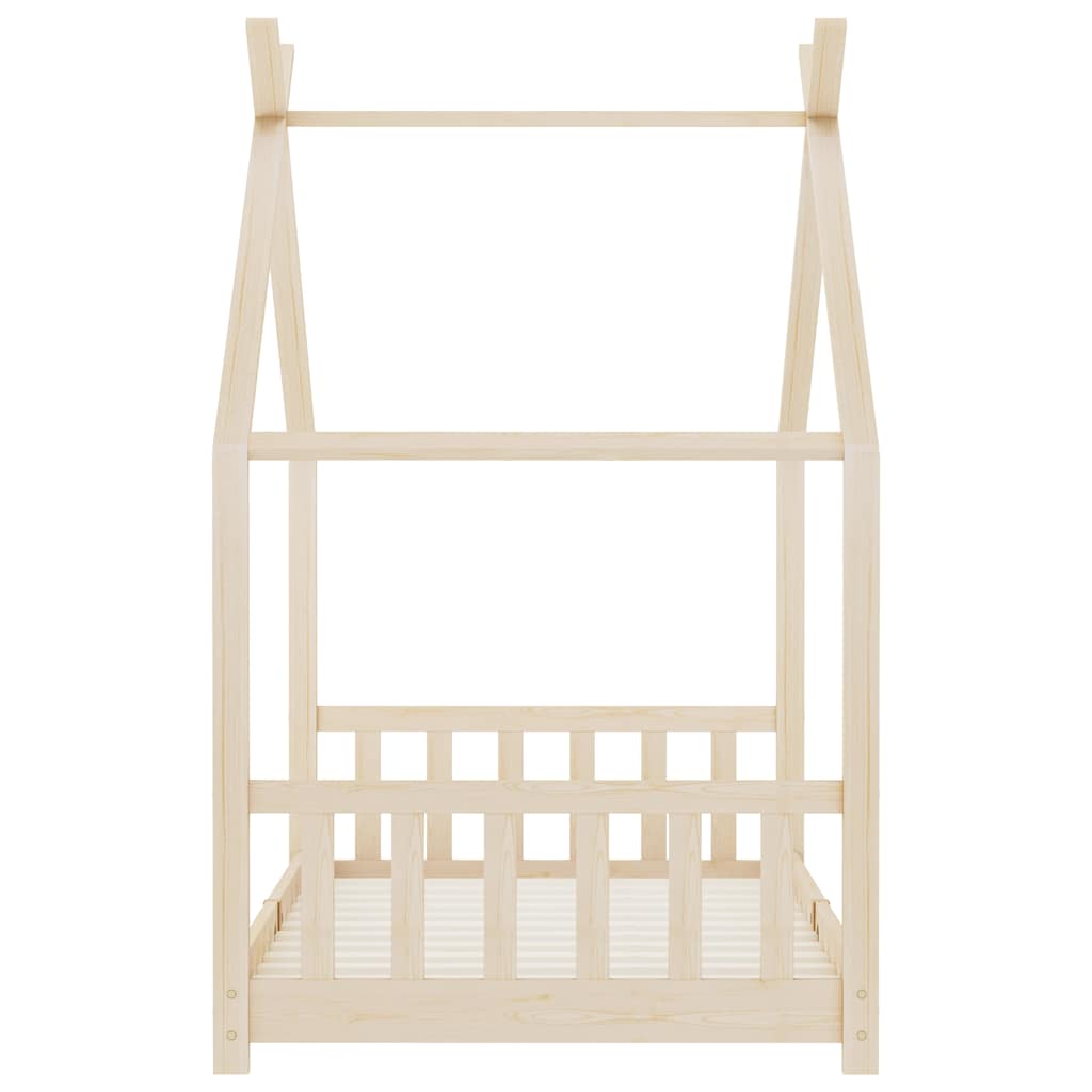 Solid Pine Wood Kids Bed Frame 90x200 cm - Natural Finish