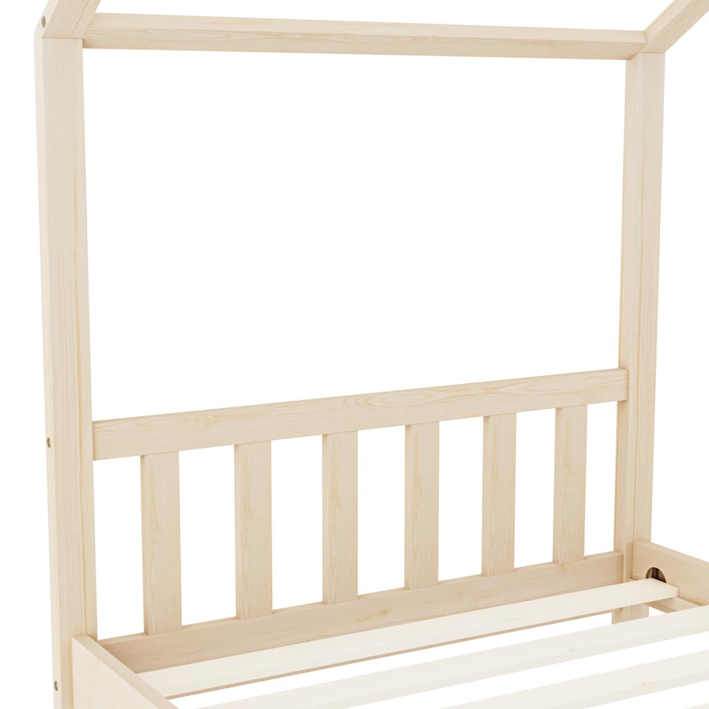 Solid Pine Wood Kids Bed Frame 90x200 cm - Natural Finish