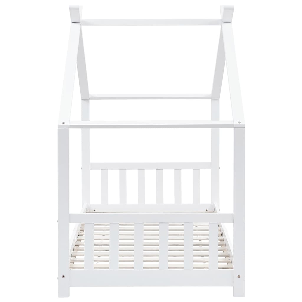White Solid Pine Wood Kids Bed Frame - 90x200 cm Sturdy Design