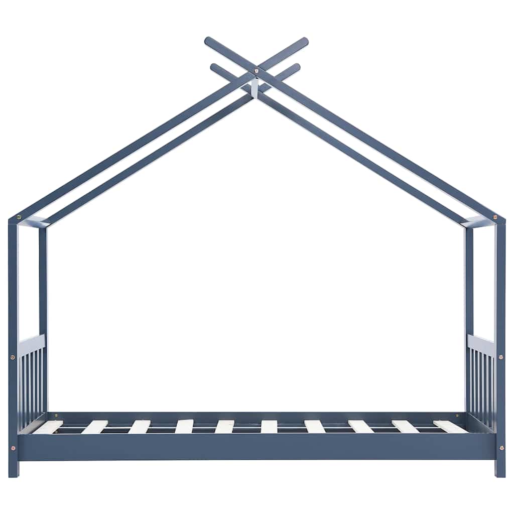 Grey Solid Pine Wood Kids Bed Frame - 80x160 cm Sturdy & Stylish